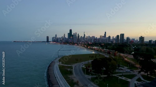 October aerial drone footage Chicago, Illinois