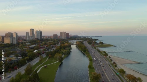 October aerial drone footage Chicago, Illinois
