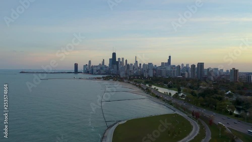 October aerial drone footage Chicago, Illinois