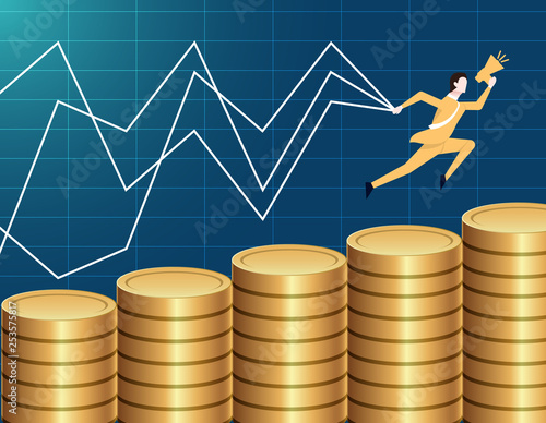 Business strategy, data analysis technology and financial growth concept. Trading - Financial market. Investment concept. Abstract growing chart. 