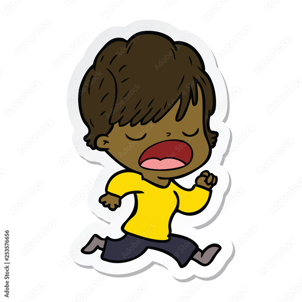 sticker of a cartoon woman talking