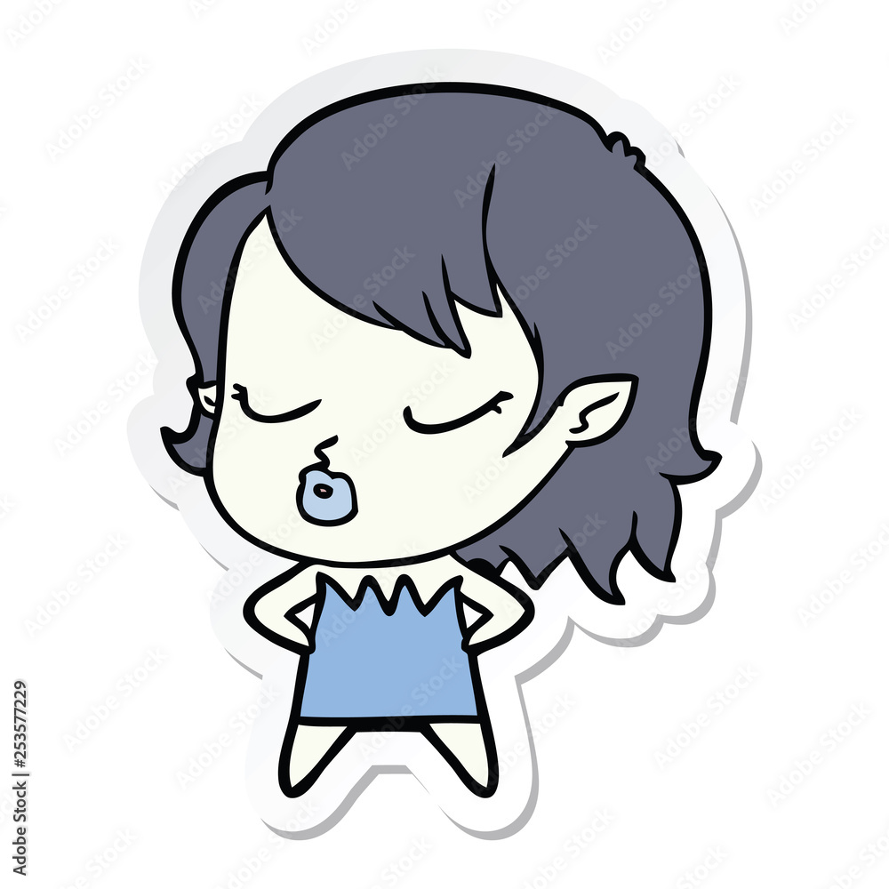 sticker of a cute cartoon vampire girl sticker of a cute cartoon vampire girl