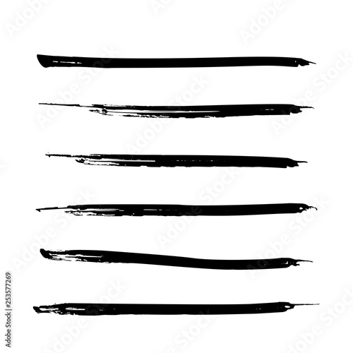 Set of black paint, ink brush strokes, lines. Dirty artistic design elements. Vector eps10.