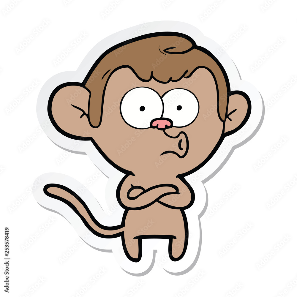 sticker of a cartoon surprised monkey sticker of a cartoon surprised monkey