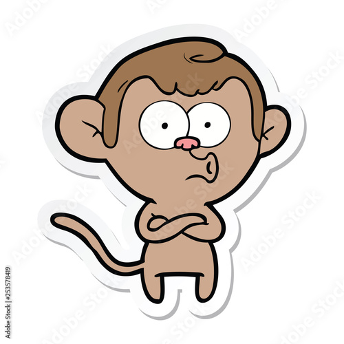 sticker of a cartoon surprised monkey
