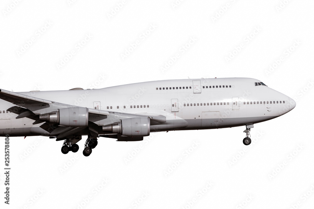 Obraz premium A white big jet engine airplane