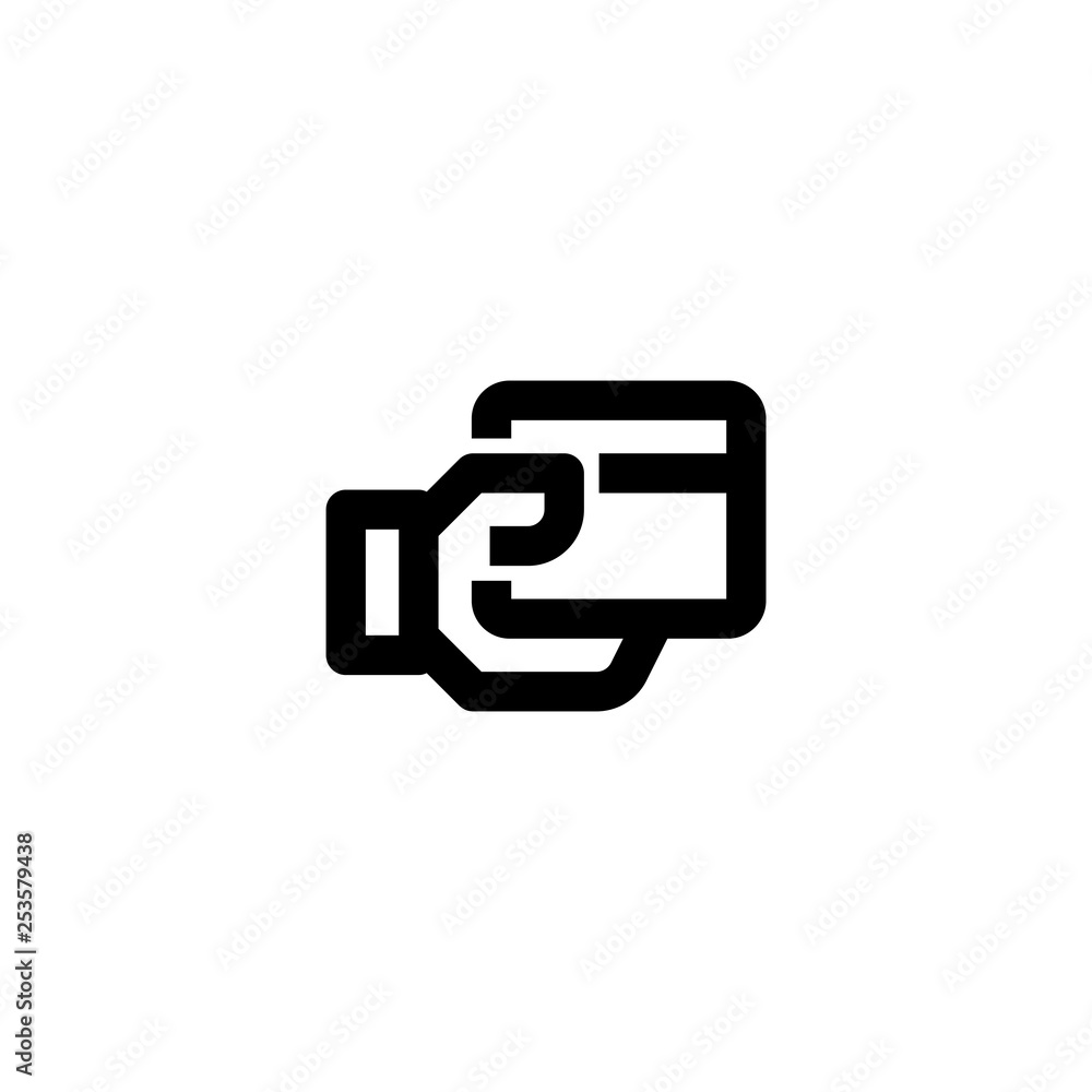 Hand and credit card icon. Payment by card sign Hand and credit card icon. Payment by card sign