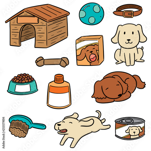 vector set of dog accessories