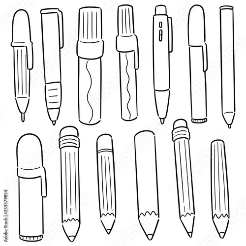 vector set of pen and pencil