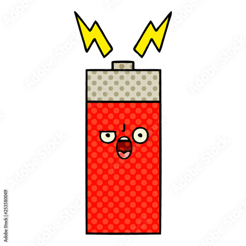 comic book style cartoon battery