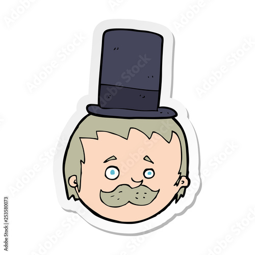 sticker of a cartoon man wearing top hat