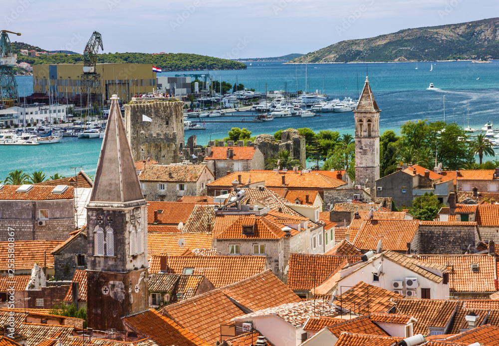 Trogir seafront view, Croatia, Croatian tourist destination.