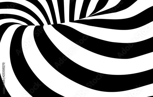 Abstract black and white wavy stripes background. Vector illustration