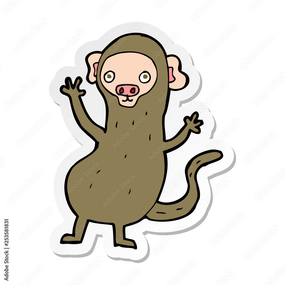 Fototapeta premium sticker of a cartoon monkey