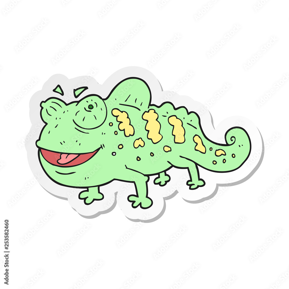 sticker of a cartoon chameleon sticker of a cartoon chameleon