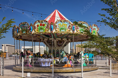 Dubai, UAE: Carousel for children near Dubai Creek.