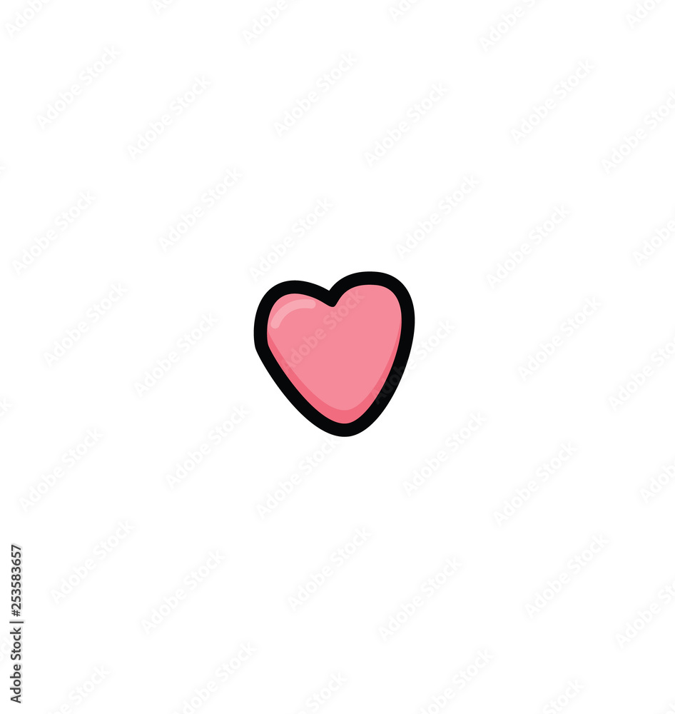 pink heart sign in flat style with black