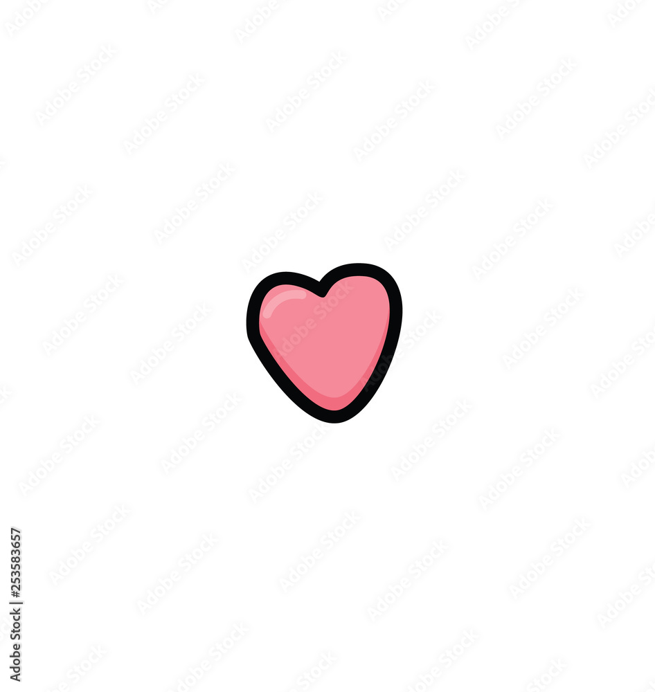 pink heart sign in flat style with black pink heart sign in flat style with black