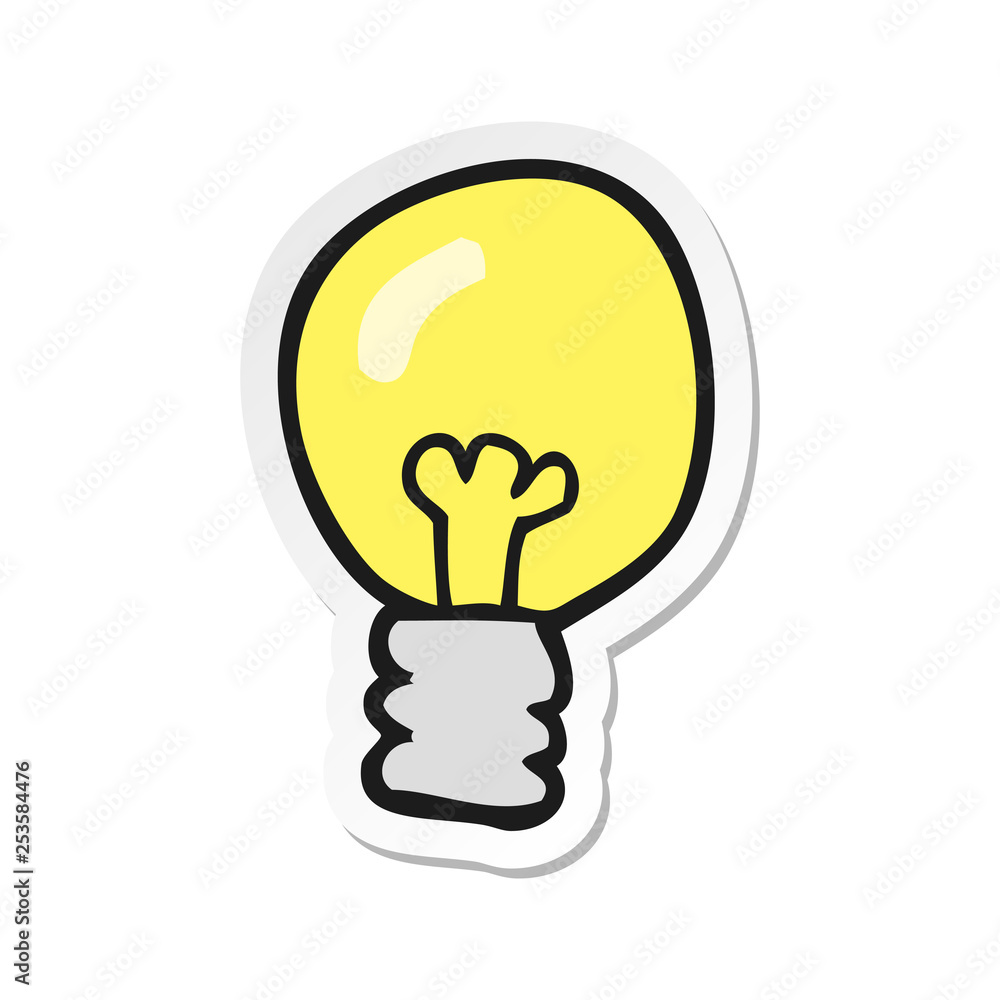 sticker of a cartoon light bulb Stock Vector | Adobe Stock