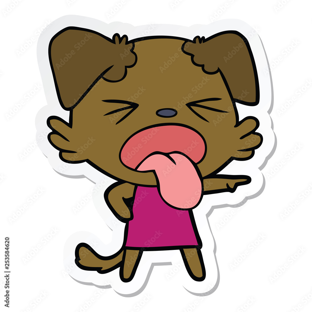 sticker of a cartoon disgusted dog sticker of a cartoon disgusted dog