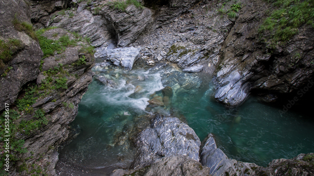 blue water ponds in mountain canyon blue water ponds in mountain canyon
