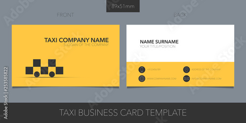 Taxi, cab vector template business card with corporate logo, symbol and contact details