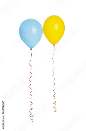 Colorful balloons on white background. Party time