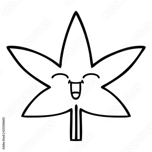line drawing cartoon autumnal leaf