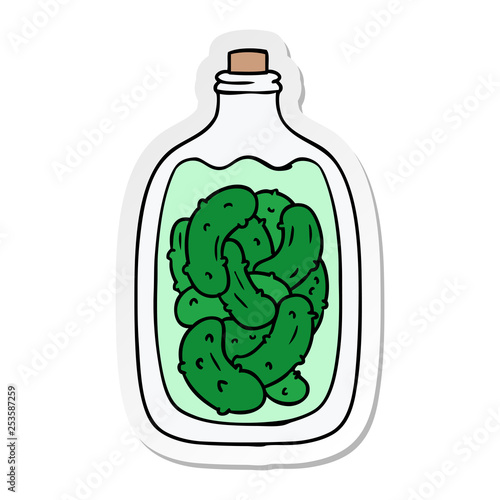 sticker cartoon doodle jar of pickled gherkins