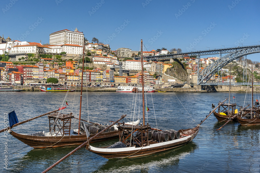 Looking across the Douro River to Riberia in Porto
