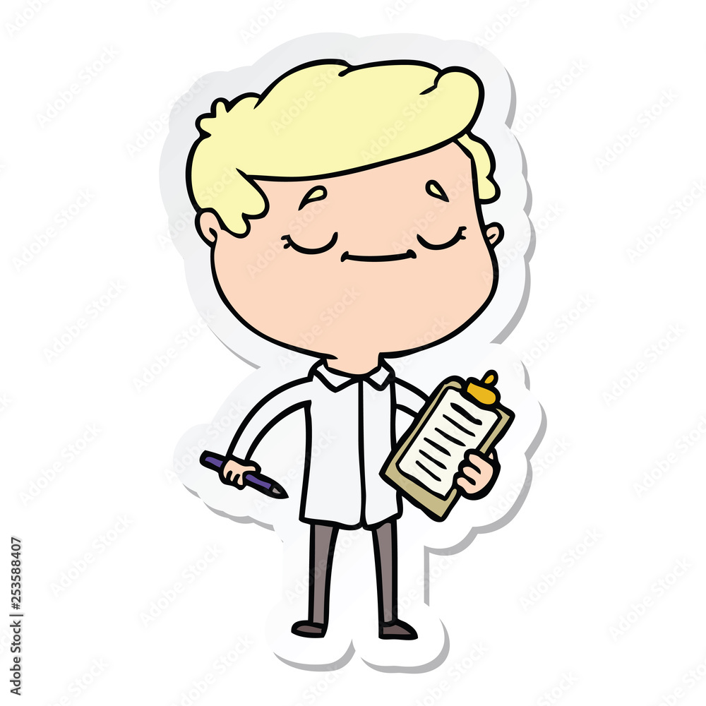 sticker of a cartoon peaceful man