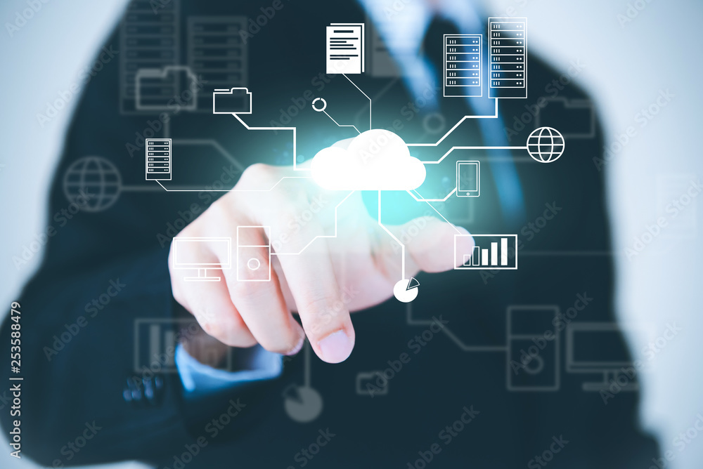 Businessmen choose to use cloud technology to conduct business effectively. cloud technology. cloud computing concept. Businessmen choose to use cloud technology to conduct business effectively. cloud technology. cloud computing concept.