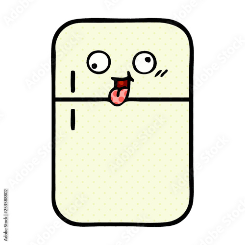 comic book style cartoon fridge freezer