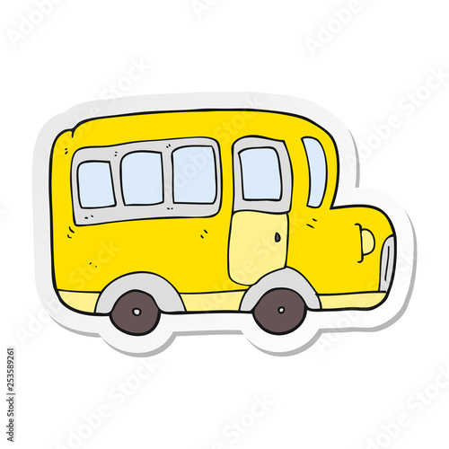sticker of a cartoon yellow school bus