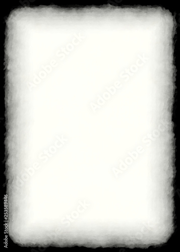 Watercolor Decorative Black & White Photo Frame. Type Text Inside, Use as Overlay or for Layer / Clipping Mask