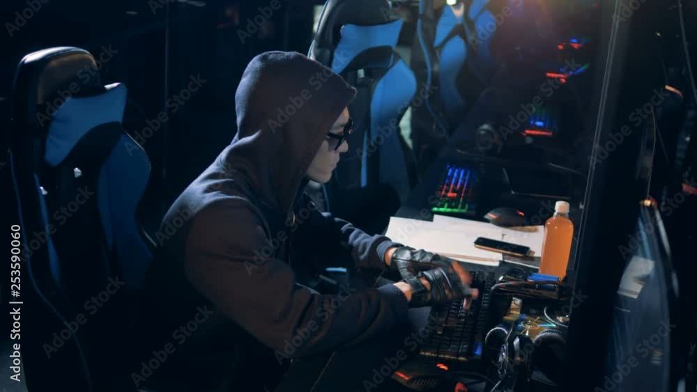 Hacking of servers carried out by a male professional Hacking of servers carried out by a male professional