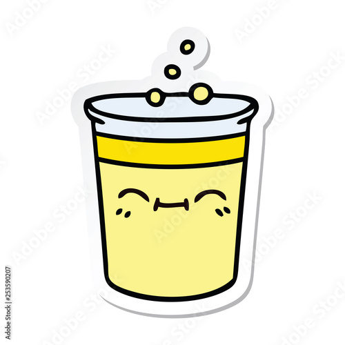 sticker of a quirky hand drawn cartoon cup of lemonade
