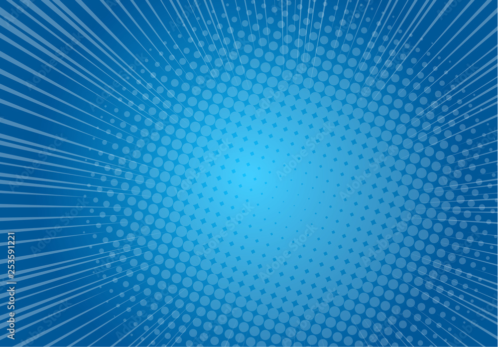 Pop art blue background, Speed line retro comic rays illustration - Vector Pop art blue background, Speed line retro comic rays illustration - Vector