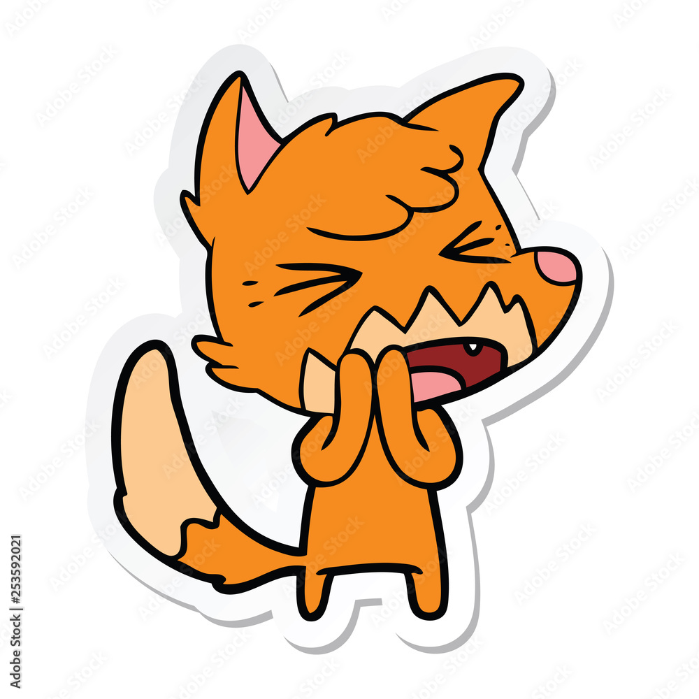 sticker of a angry cartoon fox sticker of a angry cartoon fox