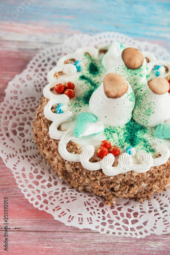 Cake on gradient color back...
