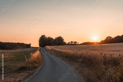 Sunset on the curvy road