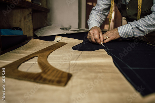 Photography Craftsman tailor at work in the workshop