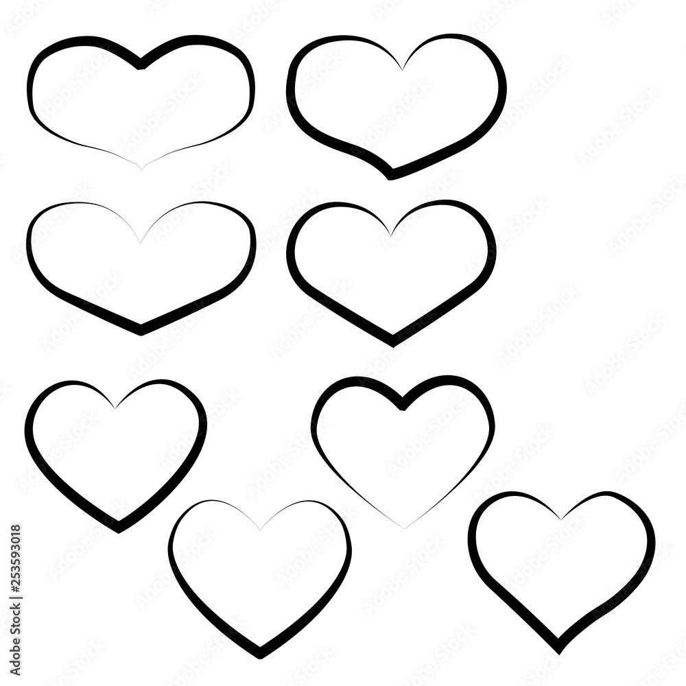 Set of outline hand drawn heart icon.Vector heart collection. Illustration for your graphic design. Set of outline hand drawn heart icon.Vector heart collection. Illustration for your graphic design.