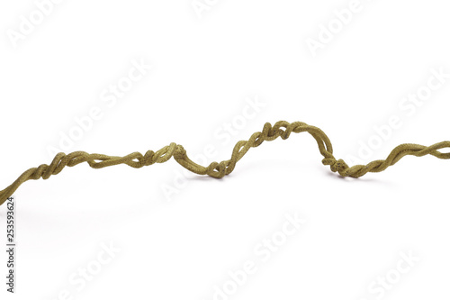  Old electric cable. Vintage swirled electrical wire on white background.