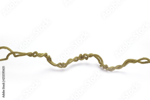 Old electric cable. Vintage swirled electrical wire on white background.