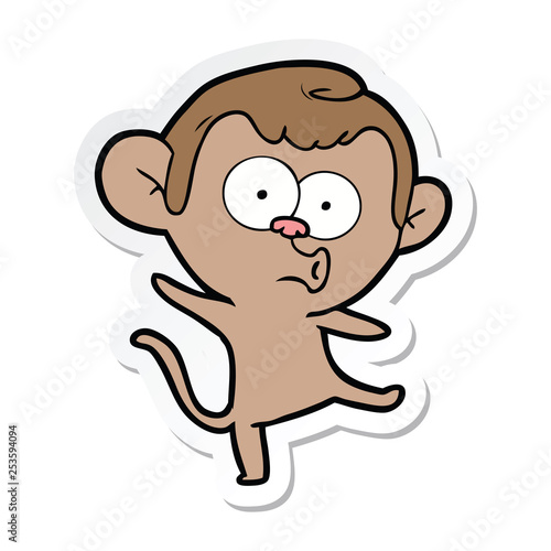 sticker of a cartoon surprised monkey