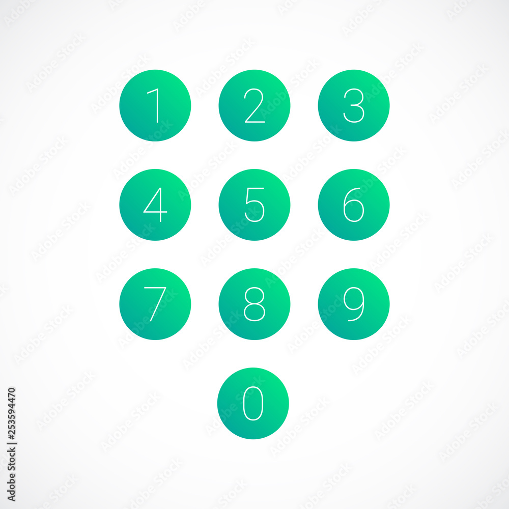 Set of round 0-9 number icons. Vector illustration Set of round 0-9 number icons. Vector illustration