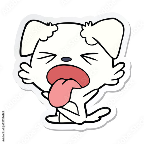 sticker of a cartoon dog throwing tantrum