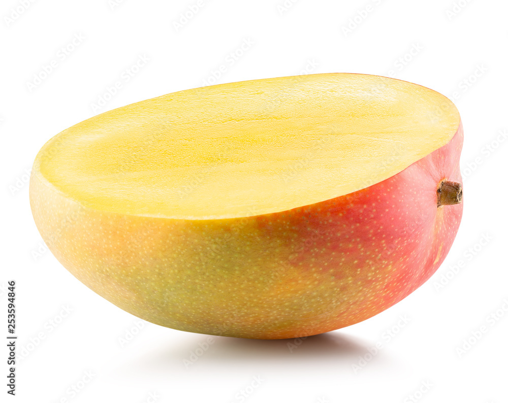 half of mango isolated on a white background