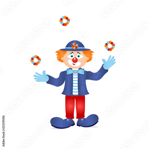 Colorful clown circus costume character